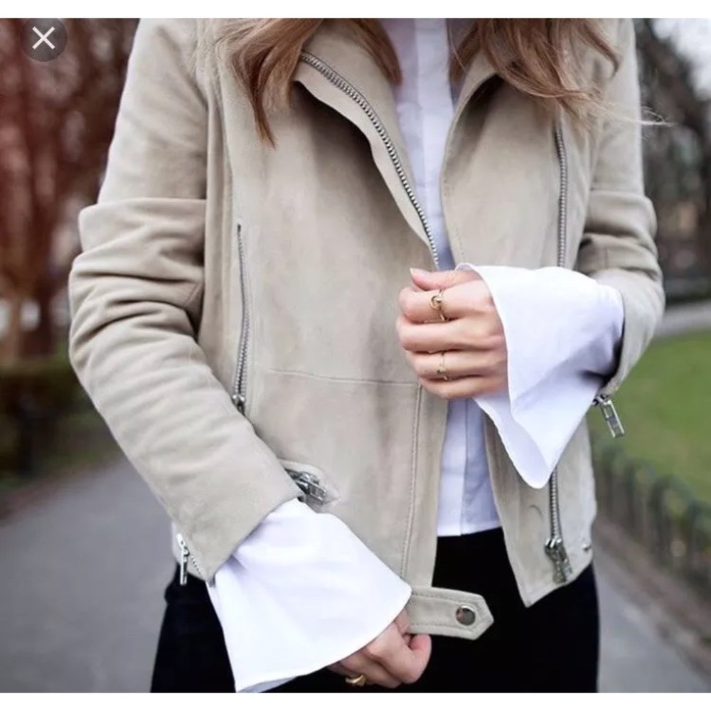 Samsoe samsoe suede leather jacket nude